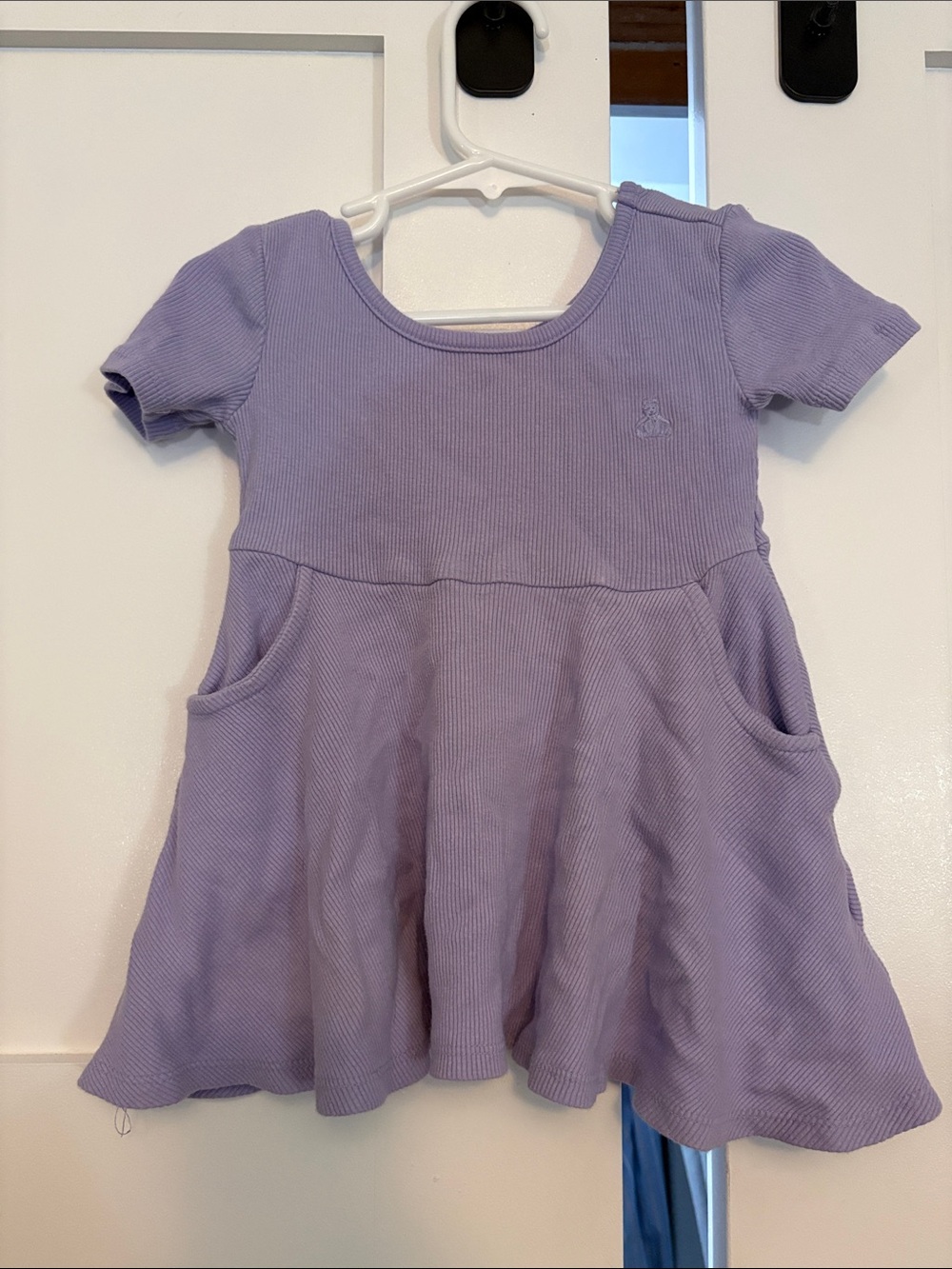 GAP Lavender Short-Sleeve Ribbed Pocket Dress